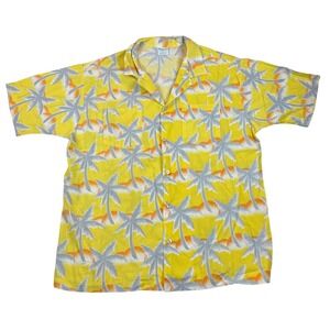 VTG Tropicana Mens Large L Yellow Palm Tree Hawaiian Shirt Aloha Beach Vaca